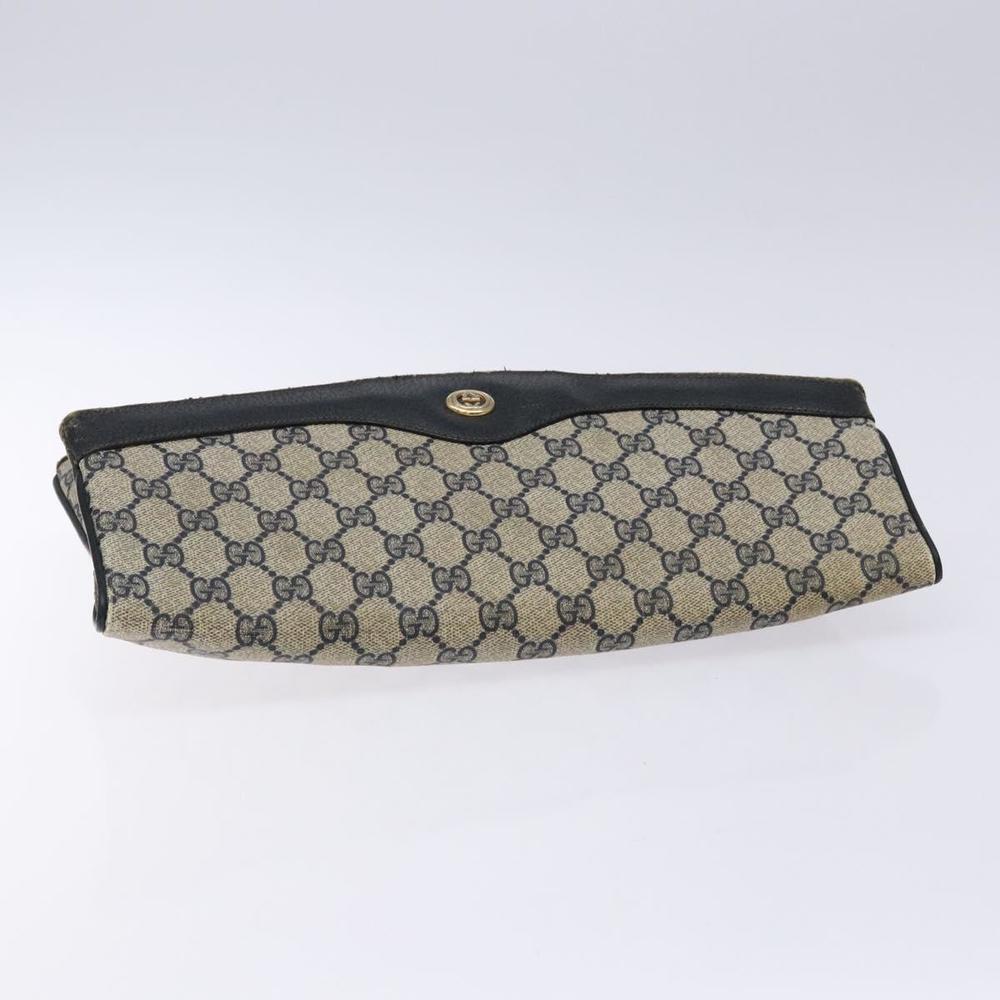 GUCCI GG Supreme Clutch Bag PVC Navy Gold 156 02 075 Auth sw1174 - Picture 6 of 16